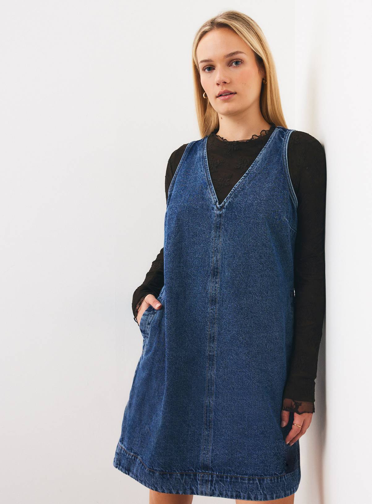 Mid Denim V-Front Mini Dress 10 - Image 1